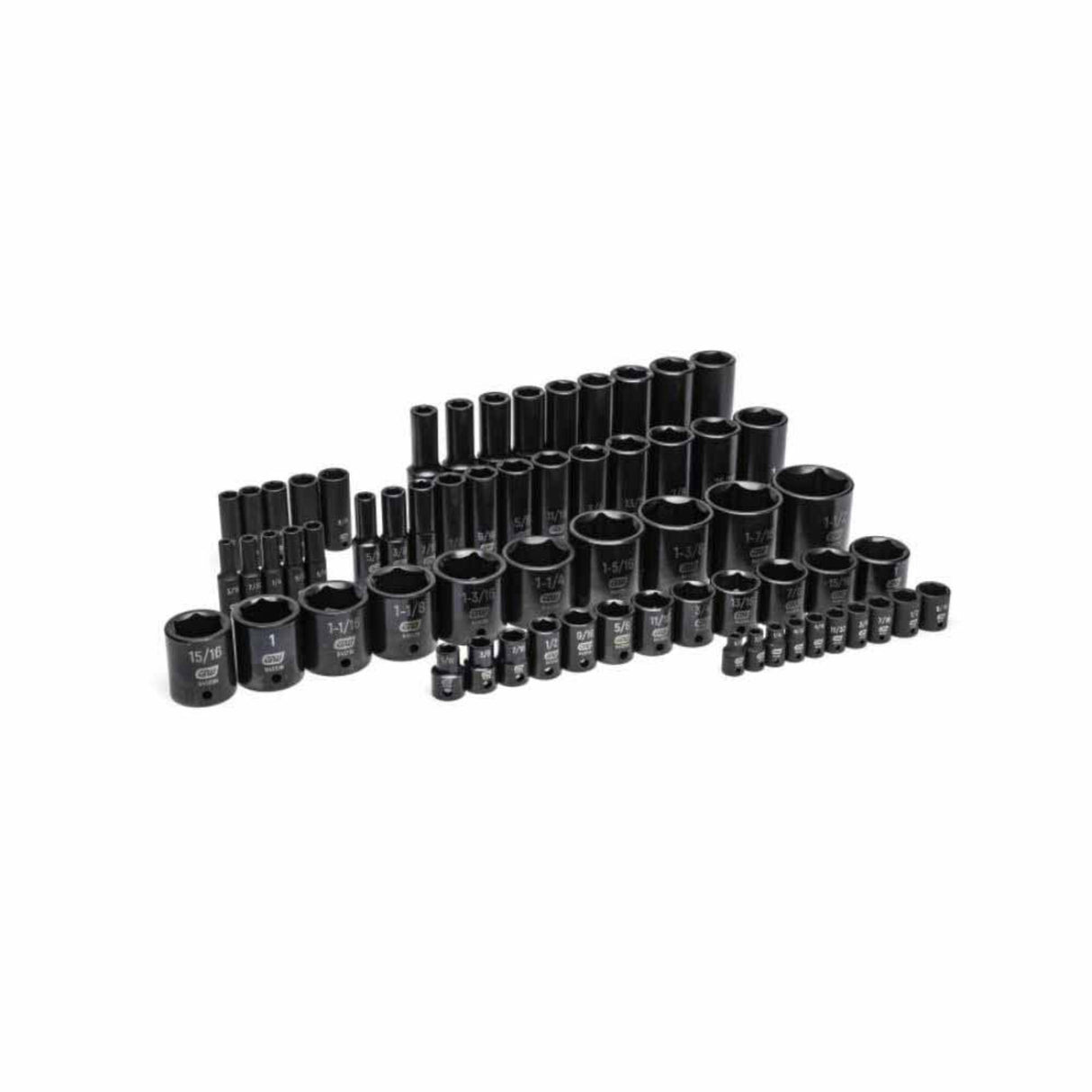 GearWrench GWMSISKSAE 63-Pc 6-Point SAE Impact Socket Set — 1/4", 3/8", 1/2" Drive, Foam Tray