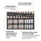 GearWrench GWMSSKT12SAE 60-Pc 1/2" Drive Master SAE Socket Set — 6 & 12 Point, Foam Tray