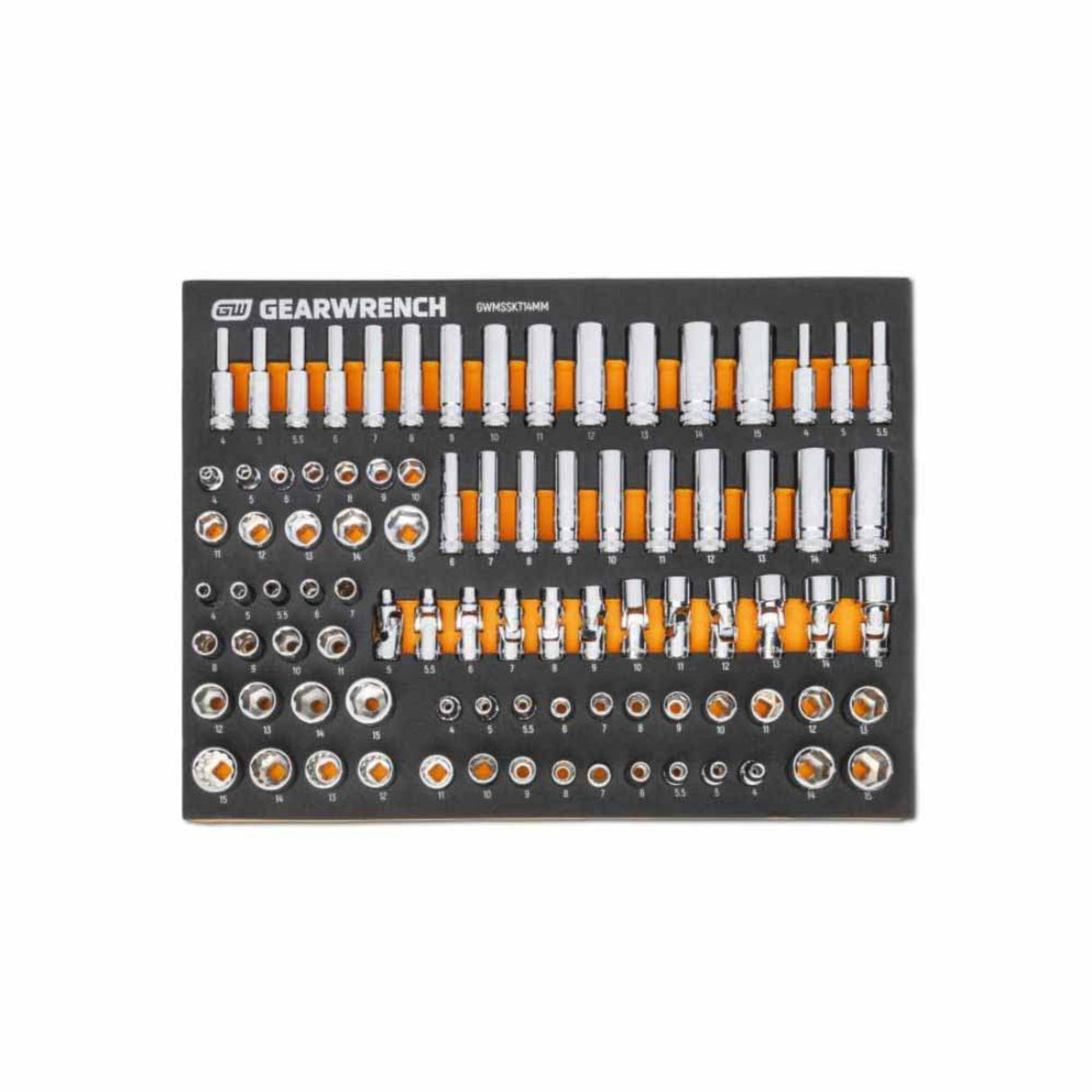 GearWrench GWMSSKT14MM 89-Pc 1/4" Drive Master Metric Socket Set — 6 & 12 Point, Foam Tray