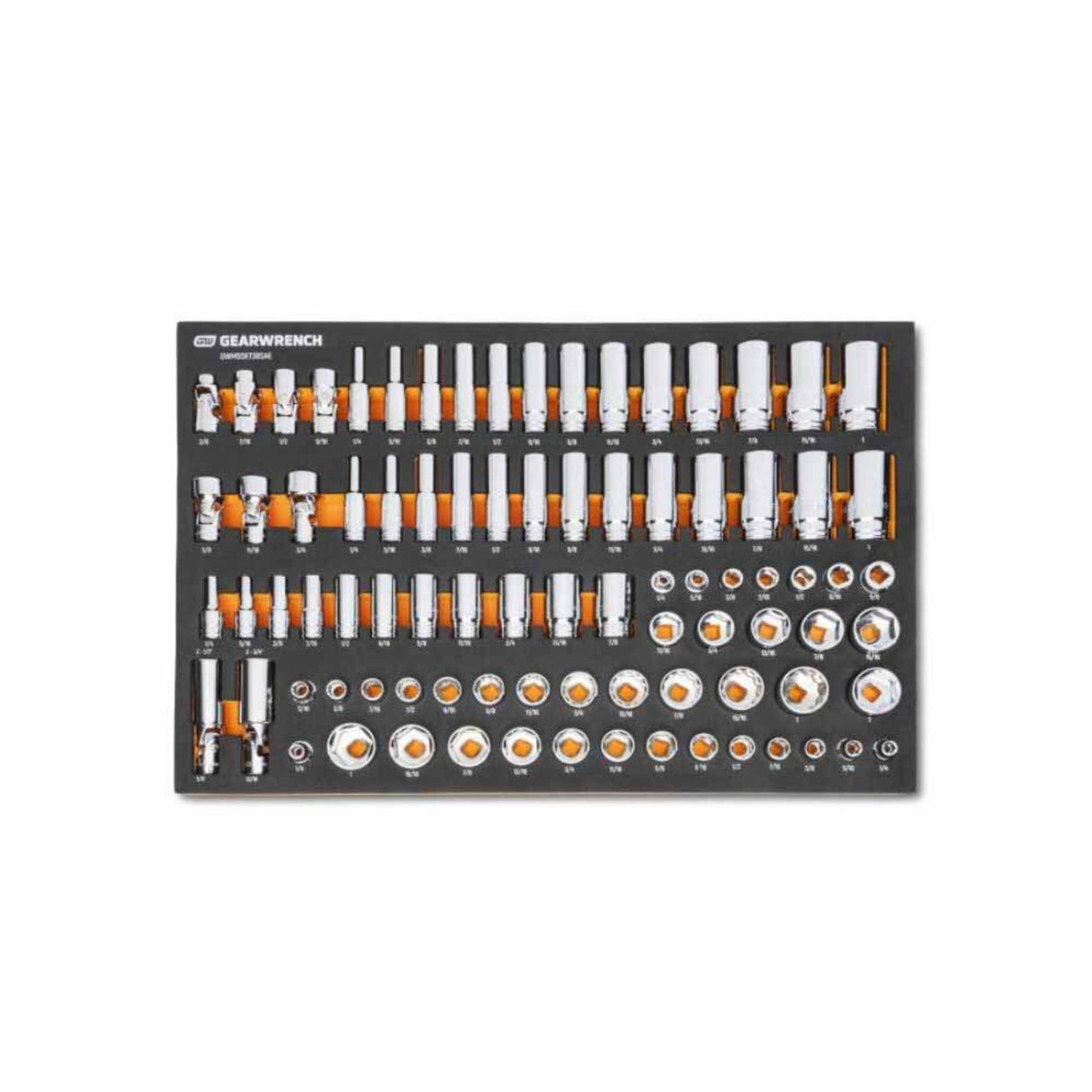 GearWrench GWMSSKT38SAE 85-Pc 3/8" Drive Master SAE Socket Set — 6 & 12 Point, Foam Tray