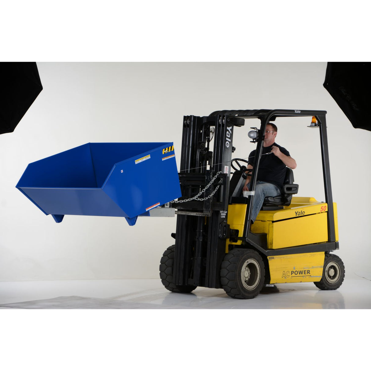 Vestil H Series Low-Profile 90° Self-Dumping Steel Hoppers | Dump From the Seat, Easy-Load Front Edge, 0.25–2 Cubic Yard, 2,000–6,000 lb