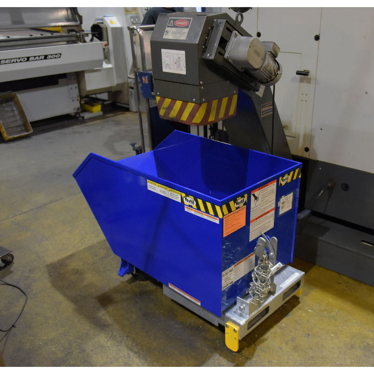 Vestil H Series Low-Profile 90° Self-Dumping Steel Hoppers | Dump From the Seat, Easy-Load Front Edge, 0.25–2 Cubic Yard, 2,000–6,000 lb