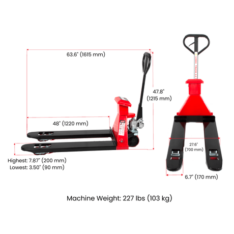 Sunmax - Manual Pallet Jack with Scale — 4,400 lb, Hand Pump