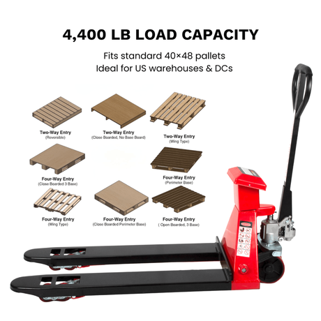 Sunmax - Manual Pallet Jack with Scale — 4,400 lb, Hand Pump