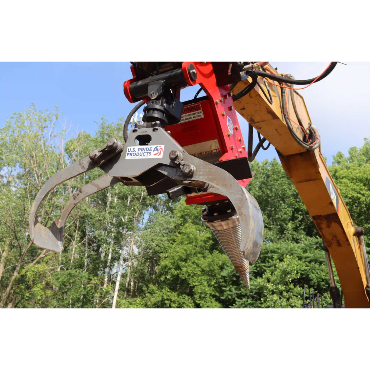 U.S. Pride HF-800 Hands-Free Cone Screw Log Splitter with Grapple for Excavators