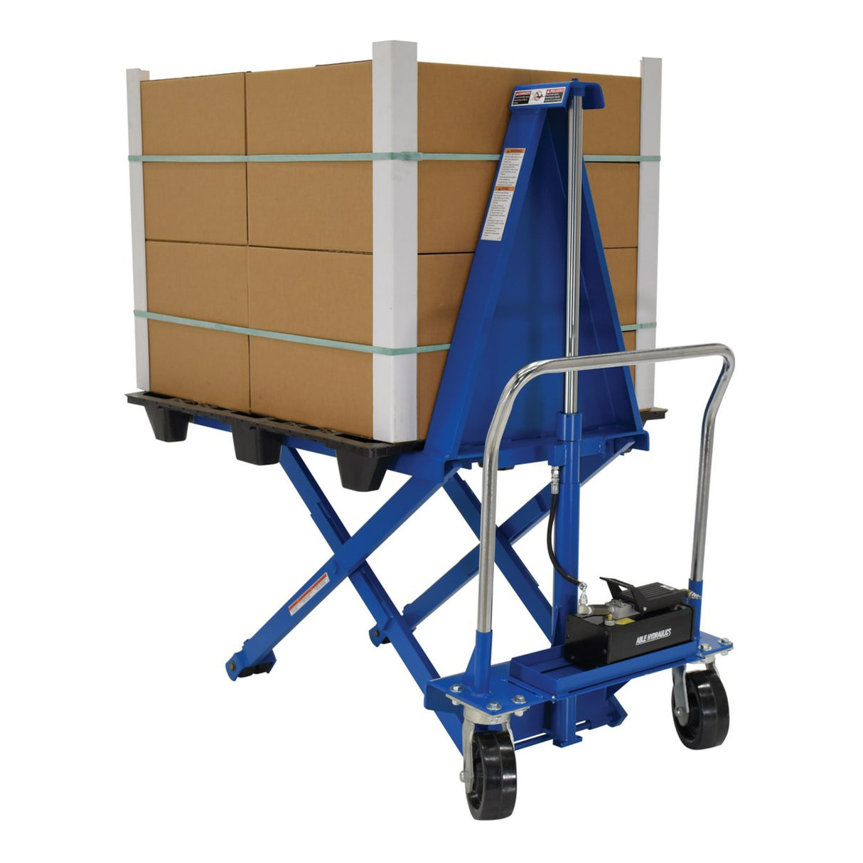 Vestil HIPM High Rise Lift Truck — Powered Ergonomic Skid Lifter, 2,500 lb Capacity