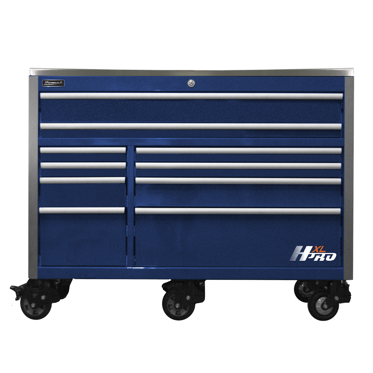 Homak HXL Pro 60" Roller Cabinet — 10 Drawer, Blue