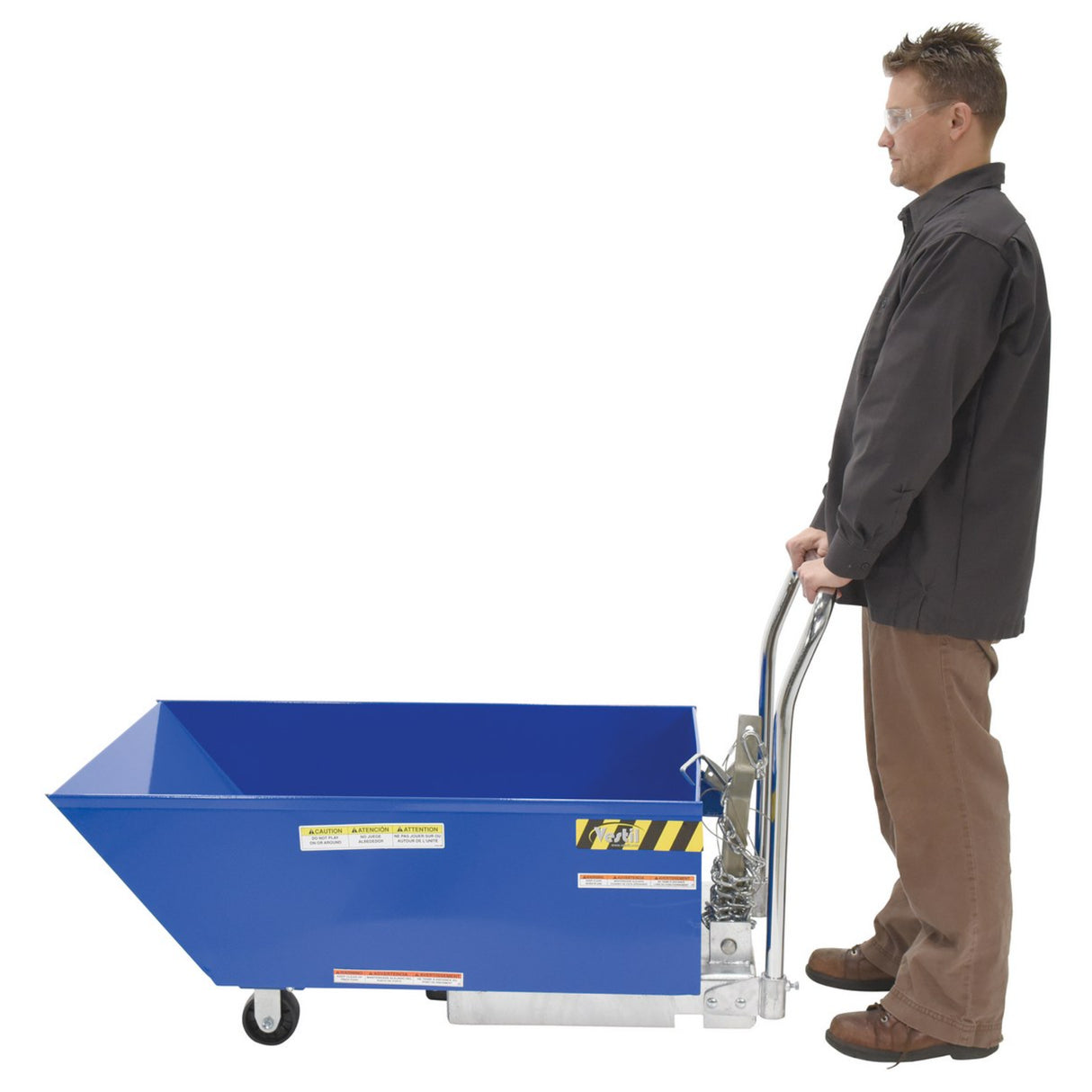 Vestil HOP-LP Low Profile Parts Hoppers | Self-Dumping Chip & Scrap Collection, Fits Under Machines, 2,000 lb, 10-Gauge Steel