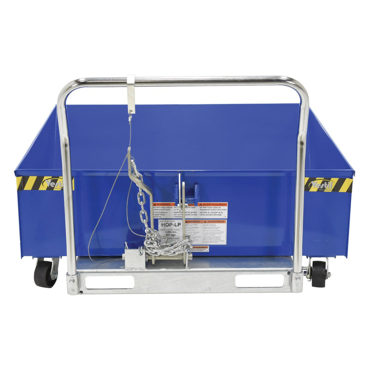 Vestil HOP-LP Low Profile Parts Hoppers | Self-Dumping Chip & Scrap Collection, Fits Under Machines, 2,000 lb, 10-Gauge Steel