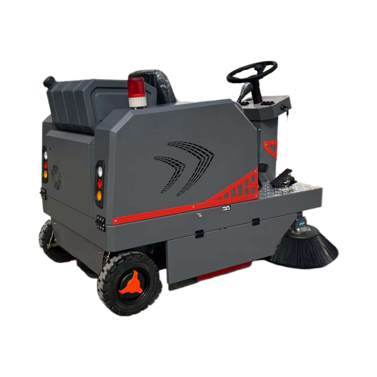 Sanitmax SM1350 53" Industrial Ride-On Floor Sweeper with Triple Brushes & 21-Gal Hopper