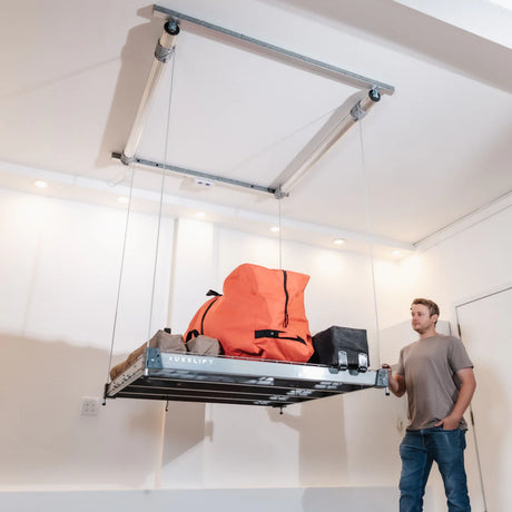 Auxx-Lift Motorized Overhead Garage Storage Lift – Up to 800 lb Ceiling Storage Platform with Wireless Remote, Assembled in USA