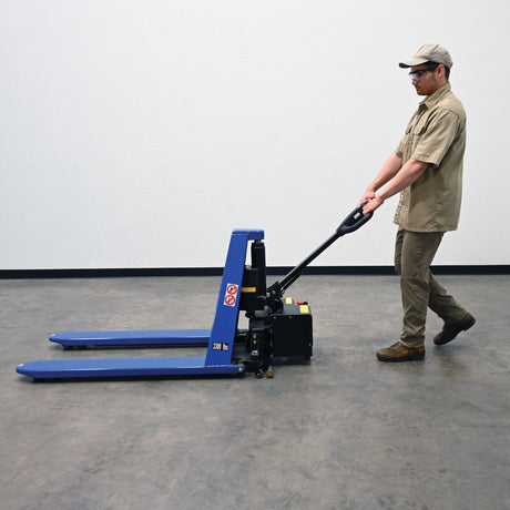 Vestil L-270-DC-HD-CTD DC Powered Tote Lifter with Power Traction Drive — Self-Propelled Tote Handling for Long-Travel Routes