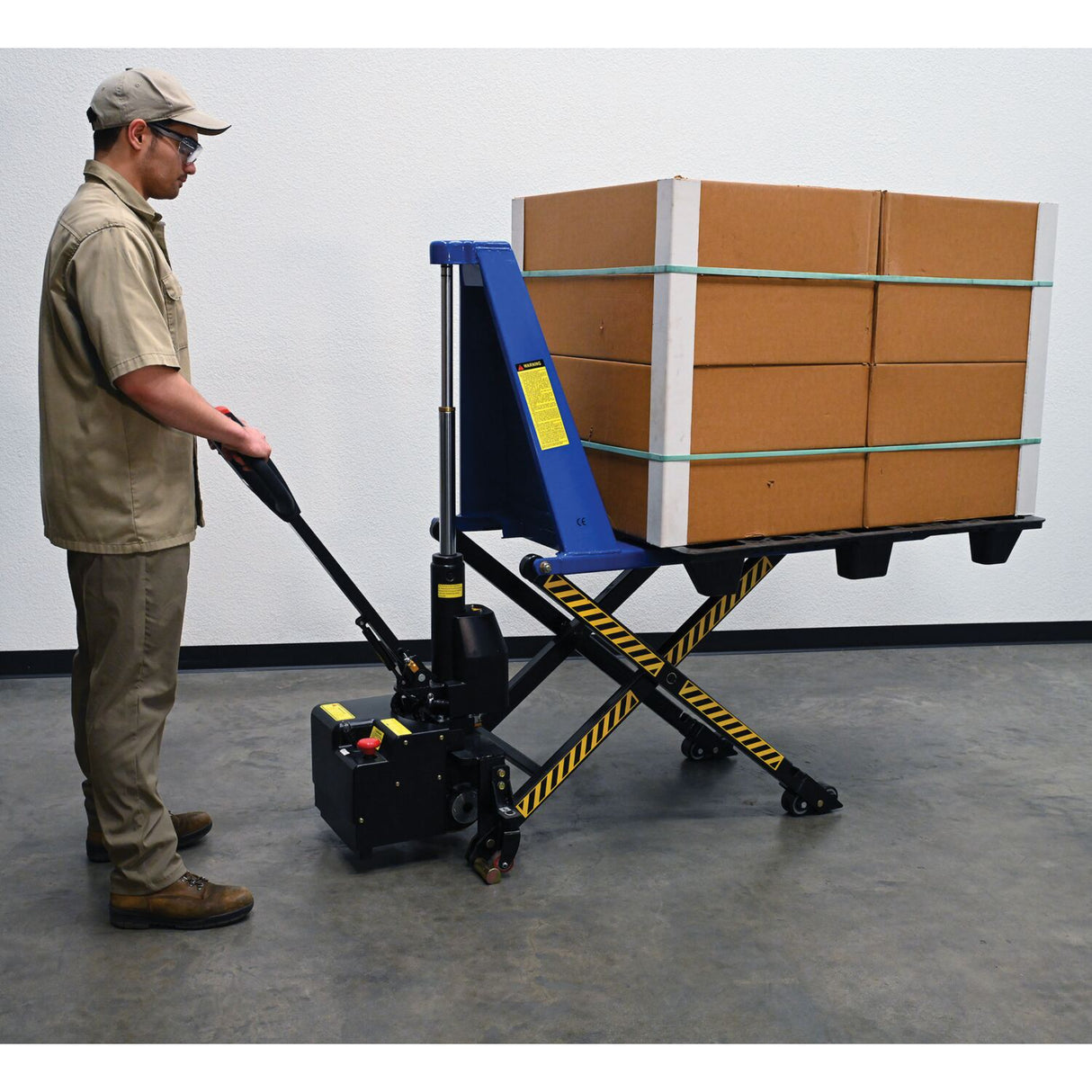Vestil L-270-DC-HD-CTD DC Powered Tote Lifter with Power Traction Drive — Self-Propelled Tote Handling for Long-Travel Routes