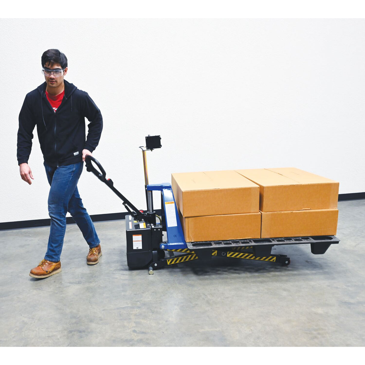 Vestil L-270-DC-HD-PE DC Powered Tote Lifter with Photo Eye Sensor — Precision Height Adjustment for Repeatable Tote Positioning