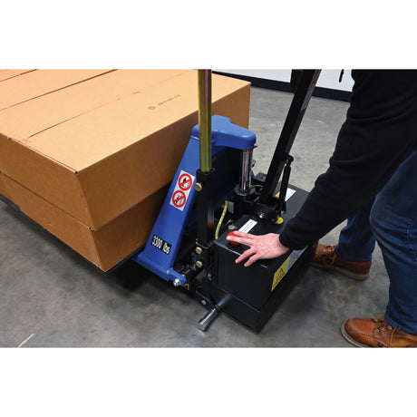 Vestil L-270-DC-HD-PE DC Powered Tote Lifter with Photo Eye Sensor — Precision Height Adjustment for Repeatable Tote Positioning