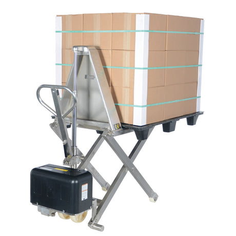 Vestil L-Series Stainless Steel Tote Lifter — Food-Safe & Wash-Down Ready Ergonomic Lifter for Pharmaceutical, Food Processing, and Clean Room Operations