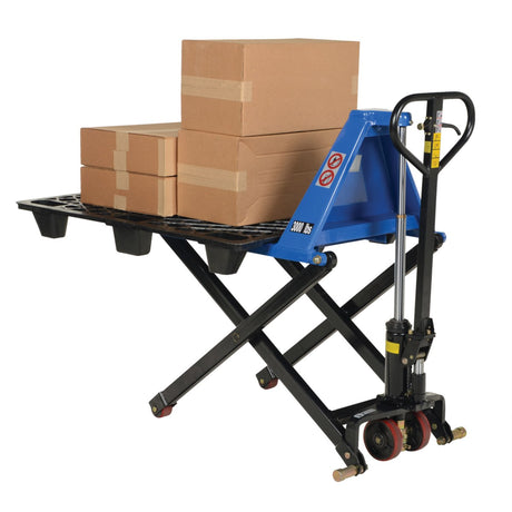 Vestil L-Series Tote Lifter — Powered or Hand-Pump Ergonomic Lifter for Skids, Totes, Boxes, and Baskets