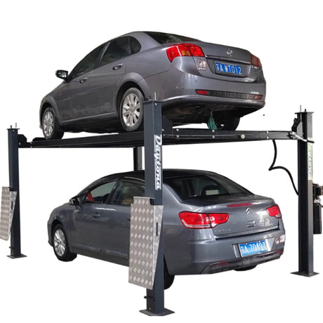 Daytona LFPP9 9,000 lb 4-Post Parking Lift – Home & Commercial Vehicle Storage Lift with Aluminum Ramps, 120V