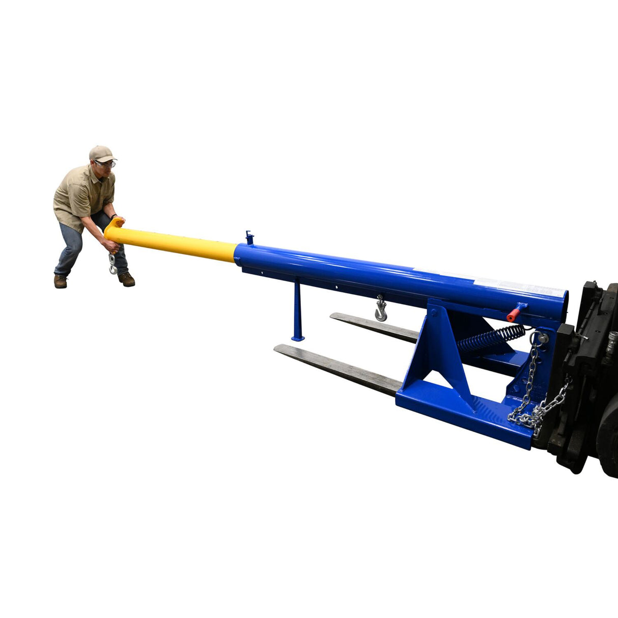 Vestil LM-OBT Orbiting Telescoping Forklift Lift Boom — Rotating Hook with Extendable Reach for Maximum Lift Versatility
