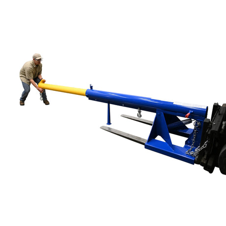 Vestil LM-OBT Orbiting Telescoping Forklift Lift Boom — Rotating Hook with Extendable Reach for Maximum Lift Versatility