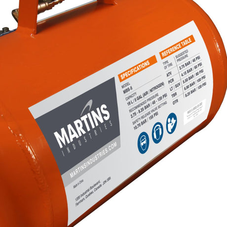 Martins Industries Bead Seater 5-Gallon Steel Tank (MBS-5) – Manual-Release Bead Seater for ATV, PCR, LT/SUV, TBR & OTR Tires, TPMS-Safe