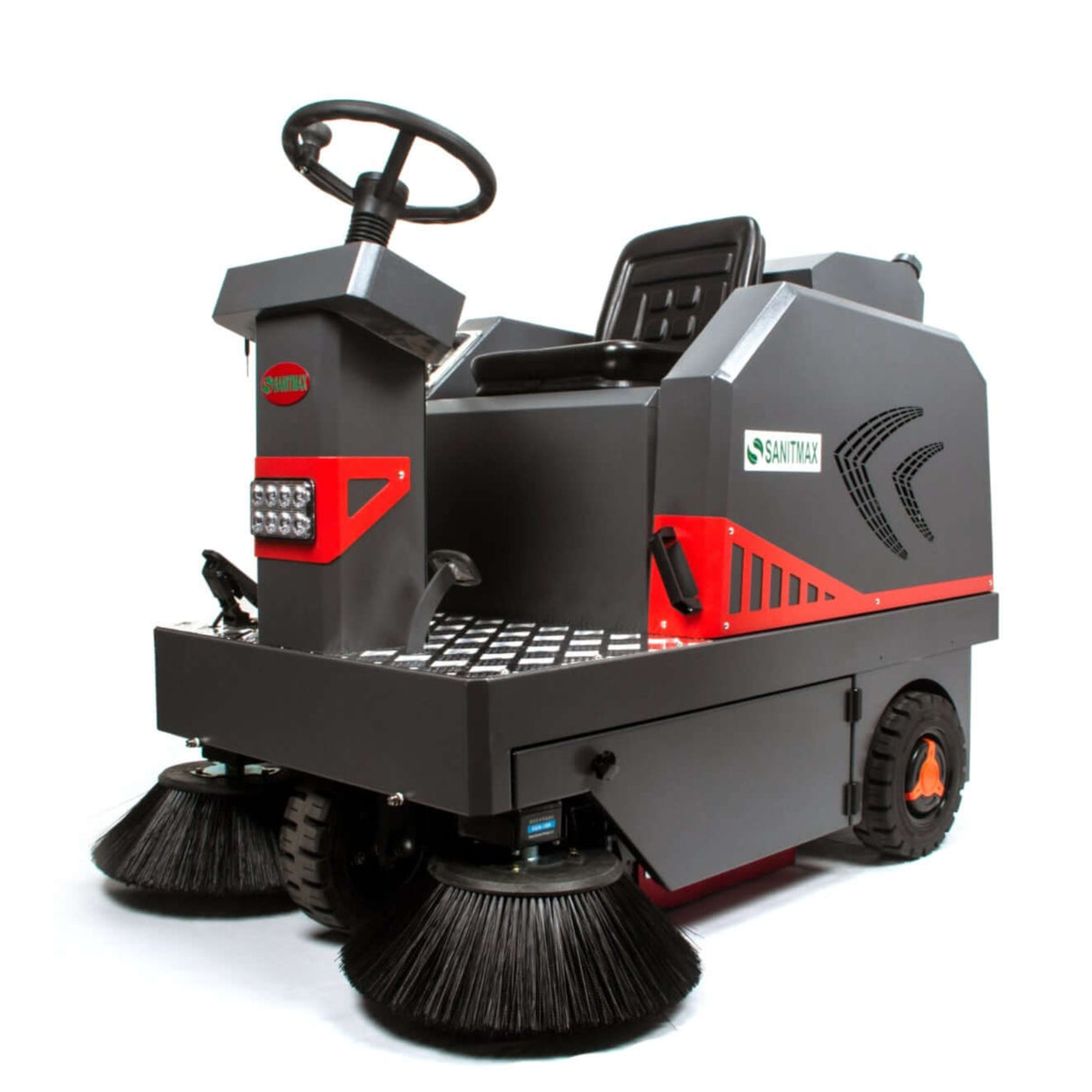 Sanitmax SM1250 Ride-On Industrial Floor Sweeper 49" 69,000 Sq Ft/H Battery Powered Cleaning Machine