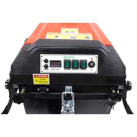 SM1050 41.3" Battery Powered Walk-behind Floor Sweeper with Water Sprinklers, Triple Brushes