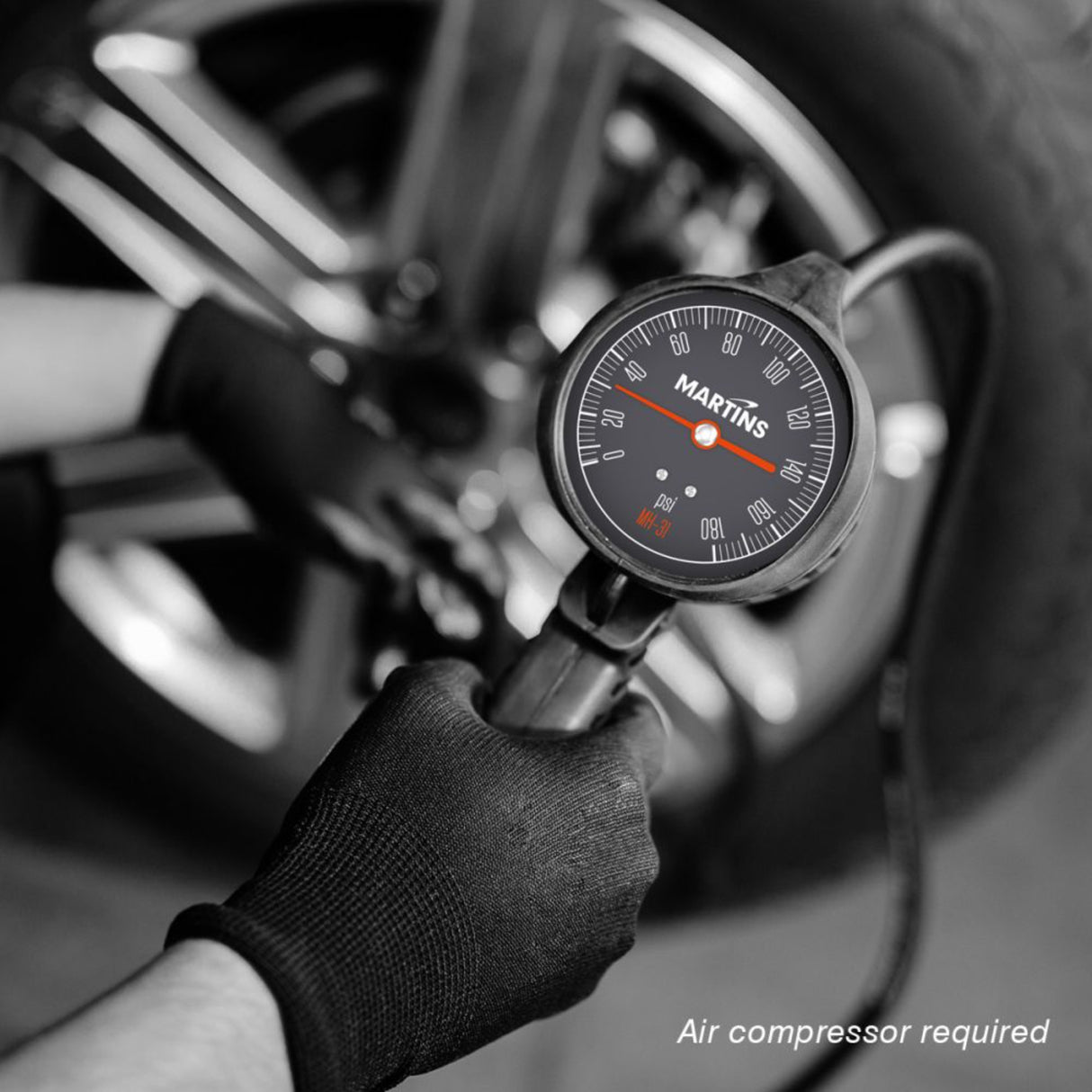 Martins Industries Flate Mate Analog Handheld Tire Inflator – 174 PSI Professional Tire Gauge & Inflator