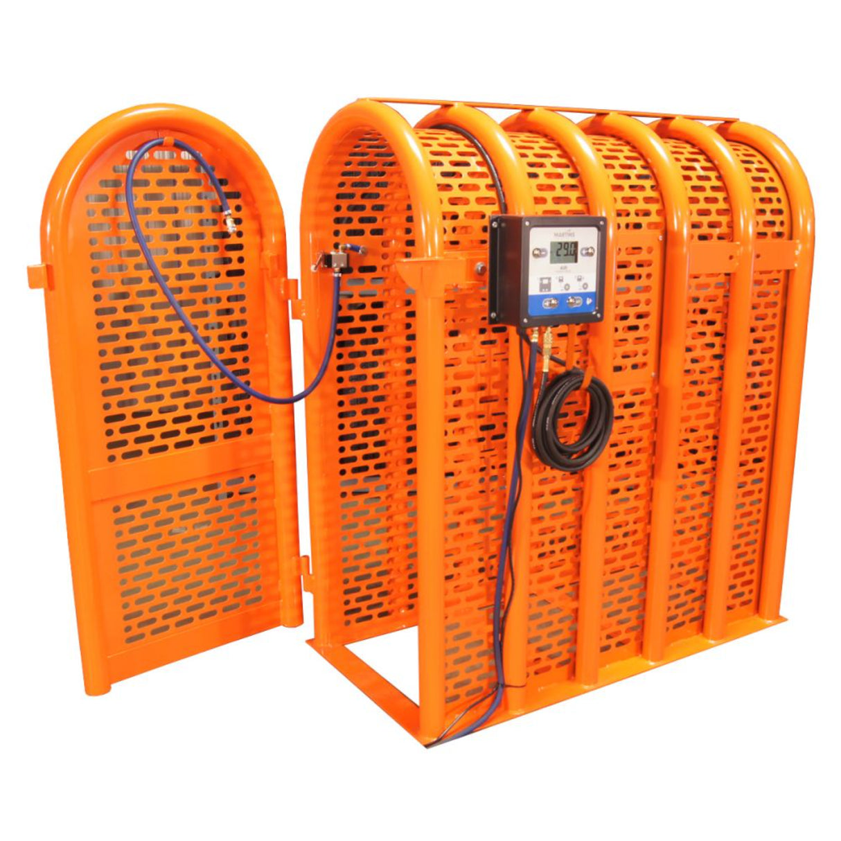 Martins Industries 6-Bar HD Tire Inflation Cage Kit with Inflator (MIC-6HD-KIT) – OSHA-Compliant Truck & Bus Tire Cage with Automatic Flatematic Inflator & Roller Kit, up to 47″ OD