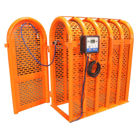 Martins Industries 6-Bar HD Tire Inflation Cage Kit with Inflator (MIC-6HD-KIT) – OSHA-Compliant Truck & Bus Tire Cage with Automatic Flatematic Inflator & Roller Kit, up to 47″ OD