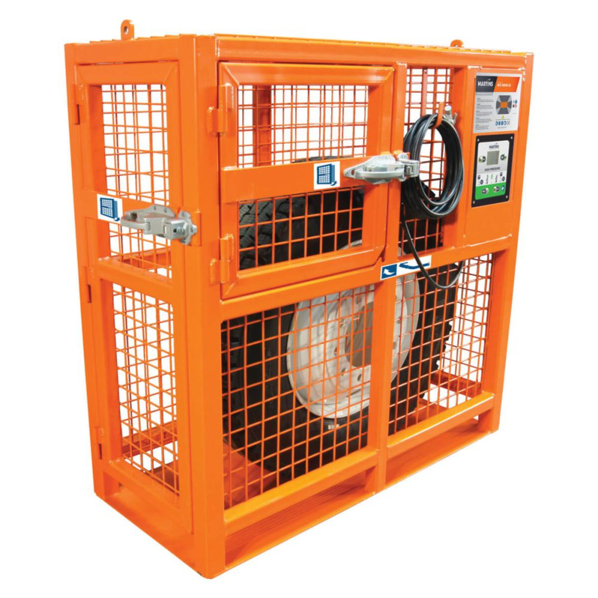 Martins Industries Automatic HD Tire Inflation Cage 82″ (MIC-AUHD-82) – OSHA-Compliant Safety Cage with Built-In 145 PSI Automatic Inflator for OTR, Mining & Earthmover Tires