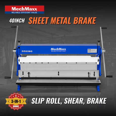 MechMaxx 40" 3-in-1 Brake, Shear & Slip Roll, 20 Gauge Mild Steel