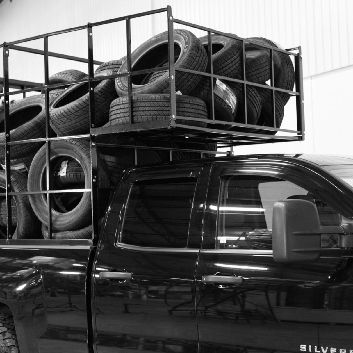 Martins Industries Xpeditor M-100 Pickup Truck Tire Cage (MPTX-100) – Tire Transport Cage for 6.5′ & 8′ Pickup Beds, Hauls up to 100 Tires, No-Drill Install