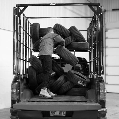 Martins Industries Xpeditor M-100 Pickup Truck Tire Cage (MPTX-100) – Tire Transport Cage for 6.5′ & 8′ Pickup Beds, Hauls up to 100 Tires, No-Drill Install