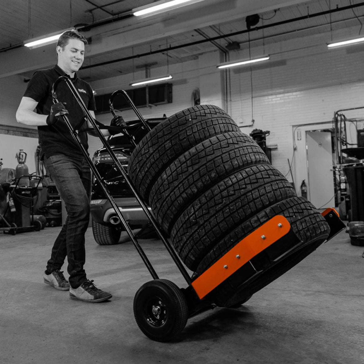 Martins Industries Tire Rider Tuff Tire Cart (MTC) – Heavy-Duty Mobile Tire Cart, Holds 8 Tires / 550 lb, Lifetime-Warranty Spring