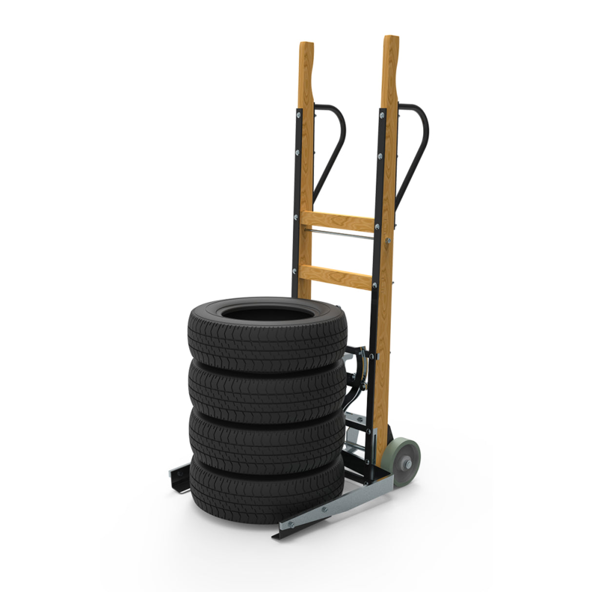 Martins Industries Tire Rider Classic Tire Cart (MWTC) – Steel & Wood Mobile Tire Cart, Holds up to 8 Tires / 450 lb, Foot-Activated Clamps