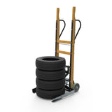 Martins Industries Tire Rider Classic Tire Cart (MWTC) – Steel & Wood Mobile Tire Cart, Holds up to 8 Tires / 450 lb, Foot-Activated Clamps