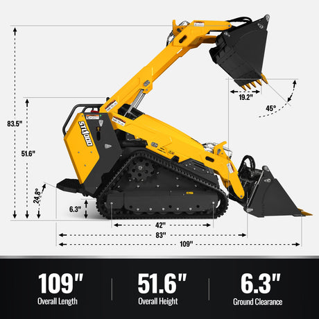 MechMaxx 25HP Stand-On Mini Skid Steer Loader with Kubota D1105 Engine