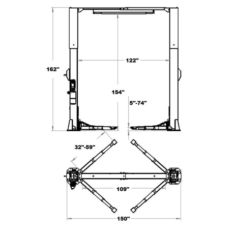 Triumph NTO-13A 13,000 lb 2 Post Auto Lift