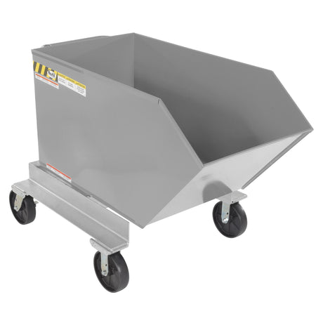 Vestil P-HOP Portable Steel Hoppers | Mobile Self-Dumping Hopper with Foot-Locking Casters, 2,000 lb, 0.5–1.5 Cubic Yard, 8 Colors
