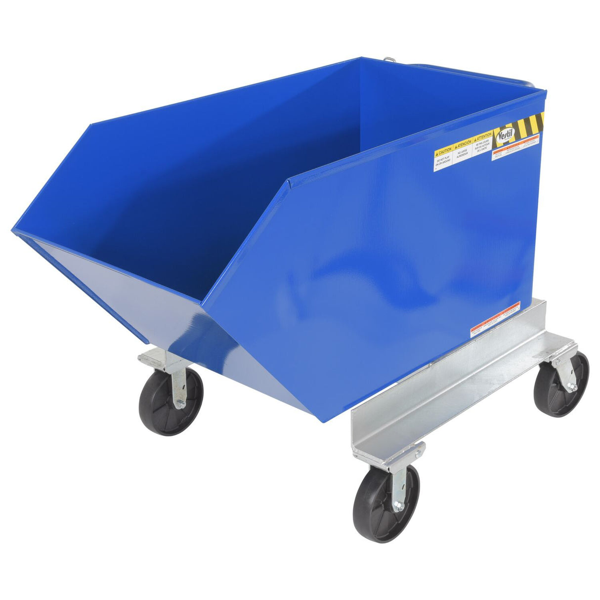 Vestil P-HOP Portable Steel Hoppers | Mobile Self-Dumping Hopper with Foot-Locking Casters, 2,000 lb, 0.5–1.5 Cubic Yard, 8 Colors
