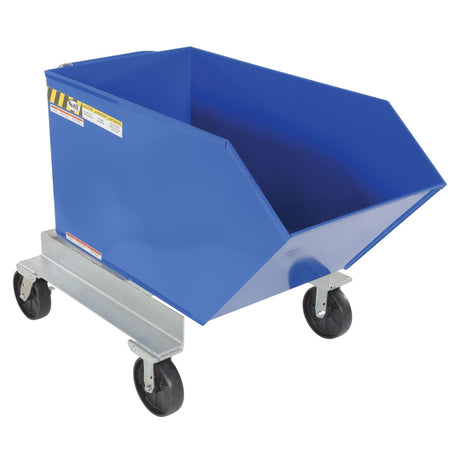 Vestil P-HOP Portable Steel Hoppers | Mobile Self-Dumping Hopper with Foot-Locking Casters, 2,000 lb, 0.5–1.5 Cubic Yard, 8 Colors