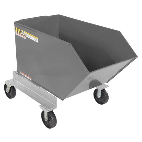 Vestil P-HOP Portable Steel Hoppers | Mobile Self-Dumping Hopper with Foot-Locking Casters, 2,000 lb, 0.5–1.5 Cubic Yard, 8 Colors