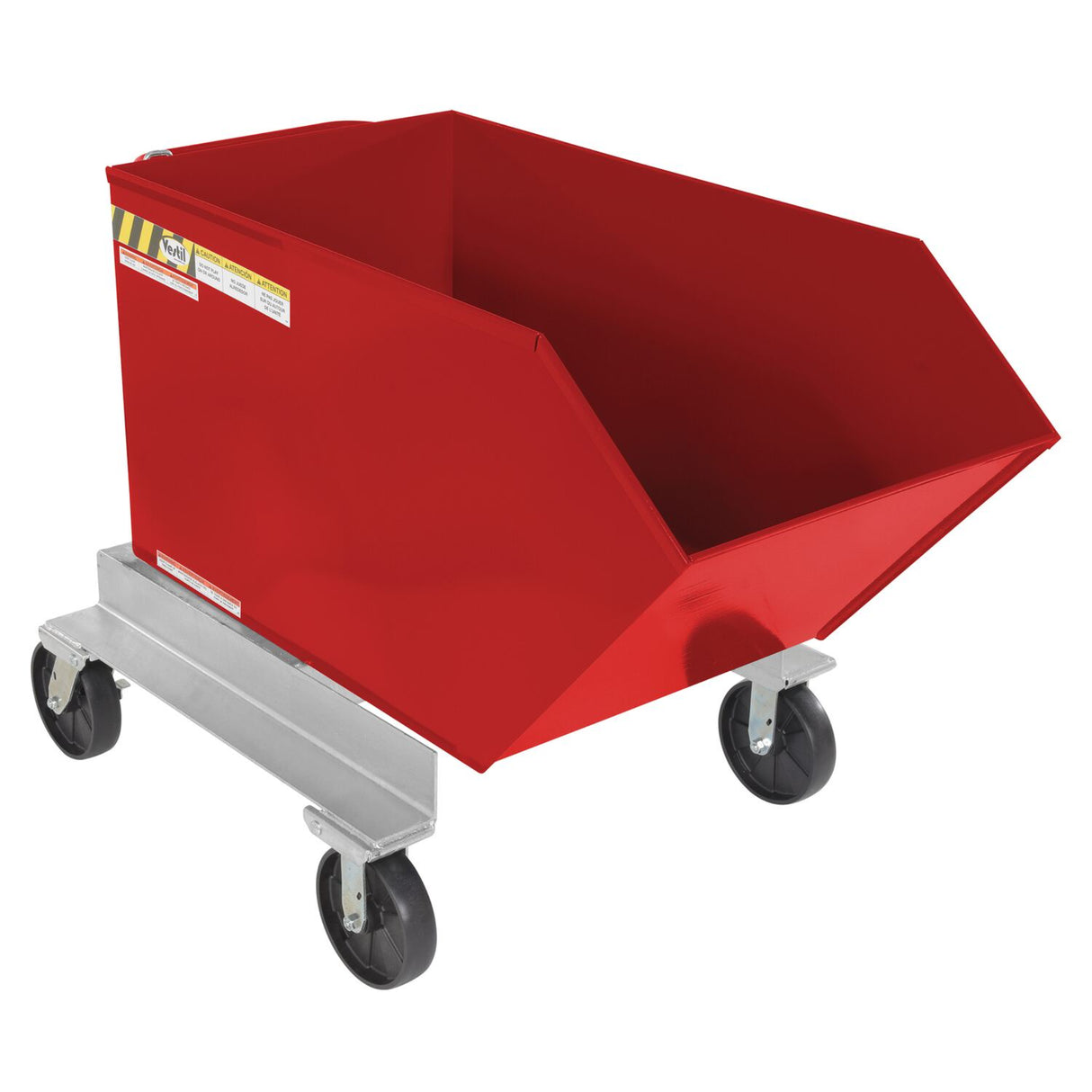 Vestil P-HOP Portable Steel Hoppers | Mobile Self-Dumping Hopper with Foot-Locking Casters, 2,000 lb, 0.5–1.5 Cubic Yard, 8 Colors