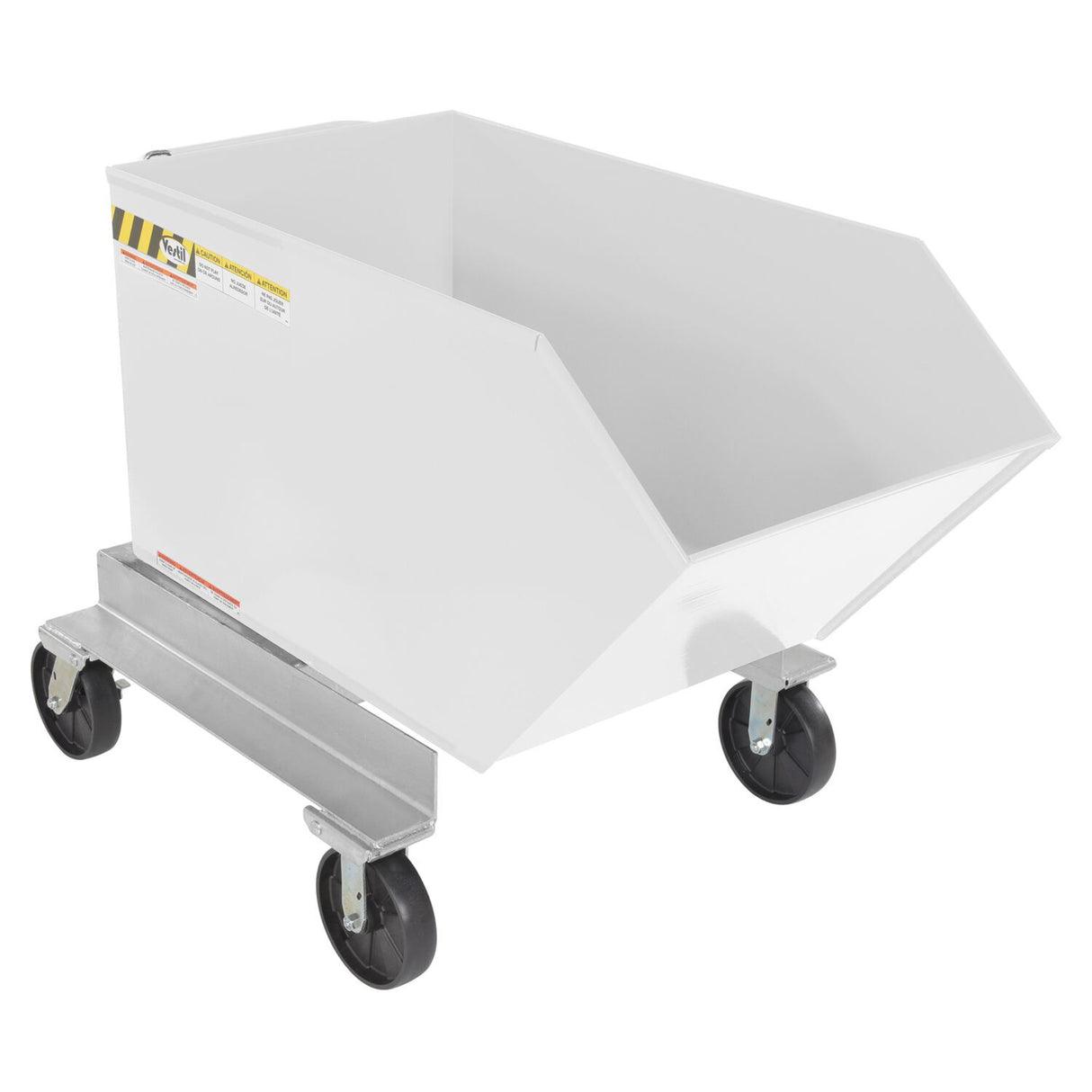 Vestil P-HOP Portable Steel Hoppers | Mobile Self-Dumping Hopper with Foot-Locking Casters, 2,000 lb, 0.5–1.5 Cubic Yard, 8 Colors