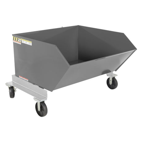 Vestil P-HOP Portable Steel Hoppers | Mobile Self-Dumping Hopper with Foot-Locking Casters, 2,000 lb, 0.5–1.5 Cubic Yard, 8 Colors