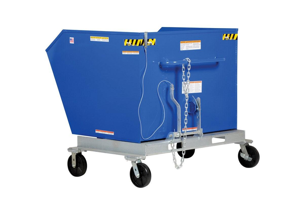 Vestil P-HOP Portable Steel Hoppers | Mobile Self-Dumping Hopper with Foot-Locking Casters, 2,000 lb, 0.5–1.5 Cubic Yard, 8 Colors