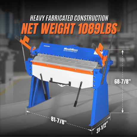 MechMaxx 48" Heavy Duty Manual Pan & Box Brake, 12 Gauge Mild Steel