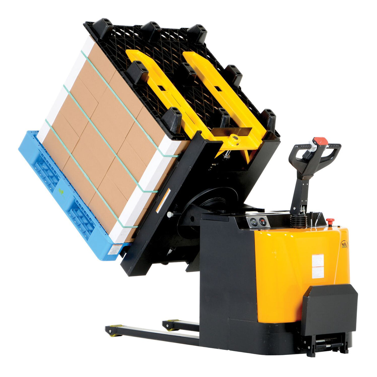 Vestil PI-P Portable Pallet Inverter | 3,000 lb Capacity, Powered Tilt & Drive, Rider Platform, Multiple Fork Openings