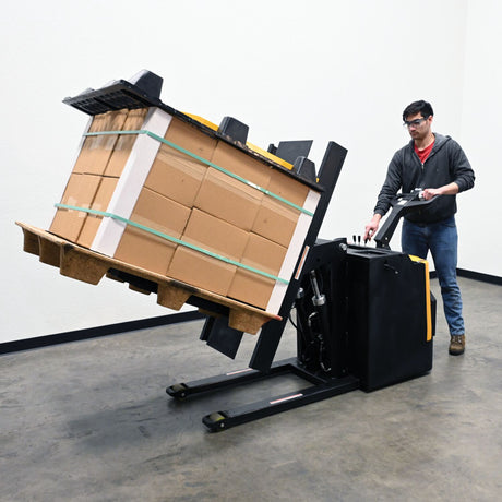 Vestil PI-P Portable Pallet Inverter | 3,000 lb Capacity, Powered Tilt & Drive, Rider Platform, Multiple Fork Openings